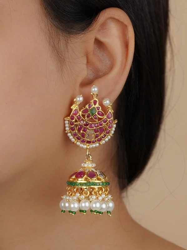 Colorful earrings for women -Multicolor Gold Plated Mishr Earrings - MR-E164M