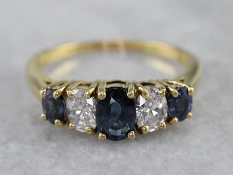 Cocktail rings for women -Sapphire and Diamond Anniversary Ring