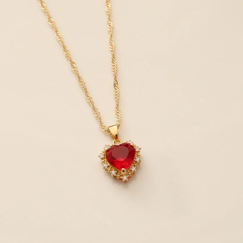 Simple gold chain necklaces for women -Fashion Heart Copper Electroplating Necklaces