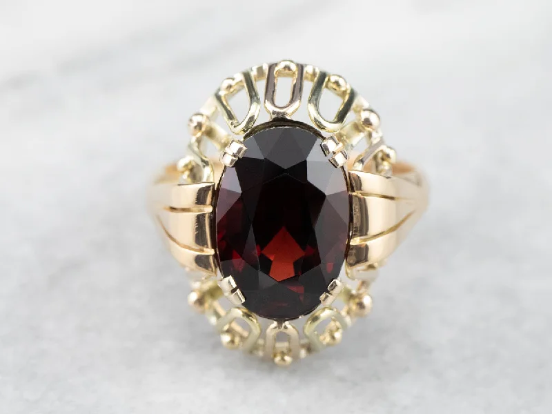 Designer rings for women -Mid Century Pyrope Garnet Cocktail Ring