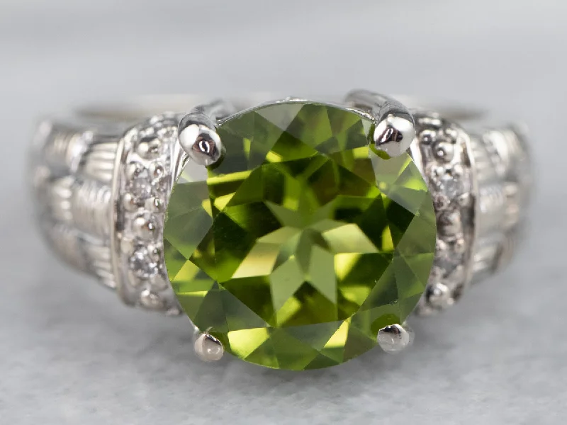 Small rings for women -Peridot and Diamond Cocktail Ring