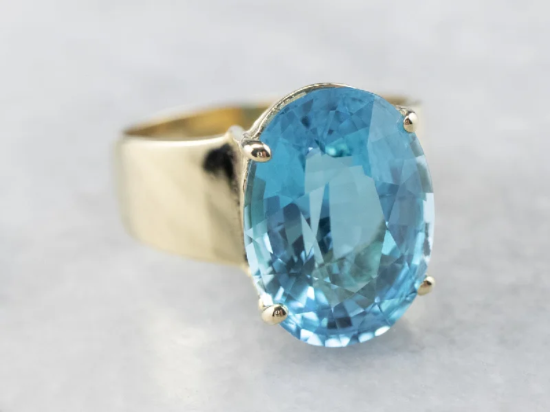 Art deco rings for women -Blue Topaz and Gold Statement Ring