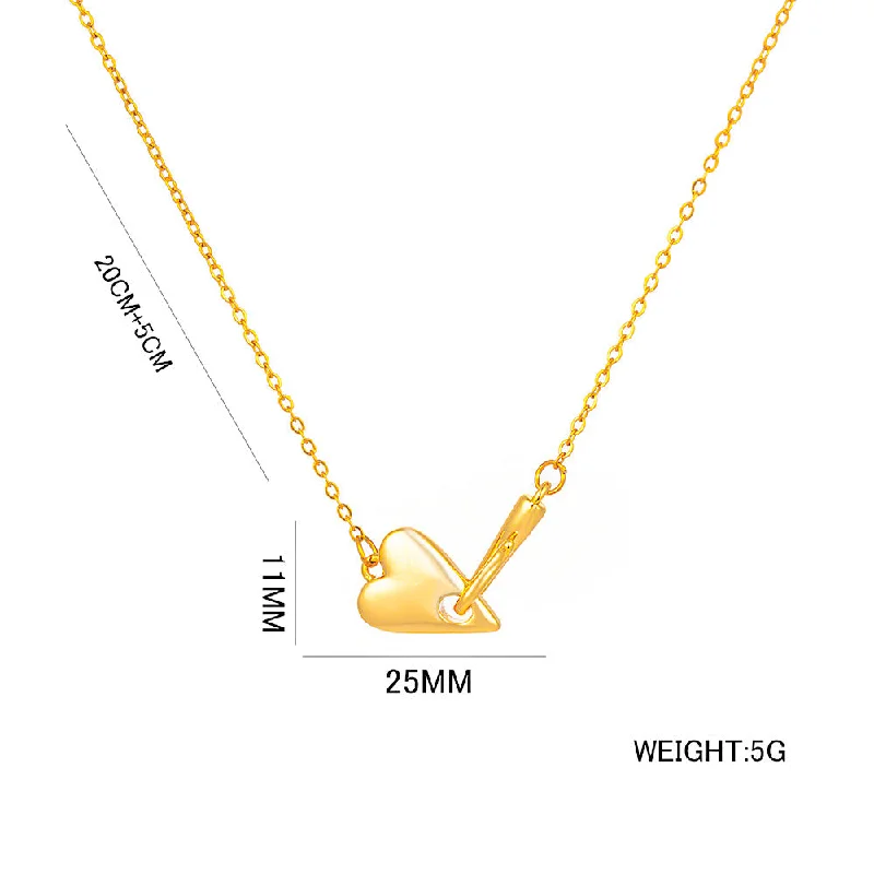 Heart-shaped gold necklaces for women -Minimalist Round Geometric Titanium Steel Electroplating Necklaces