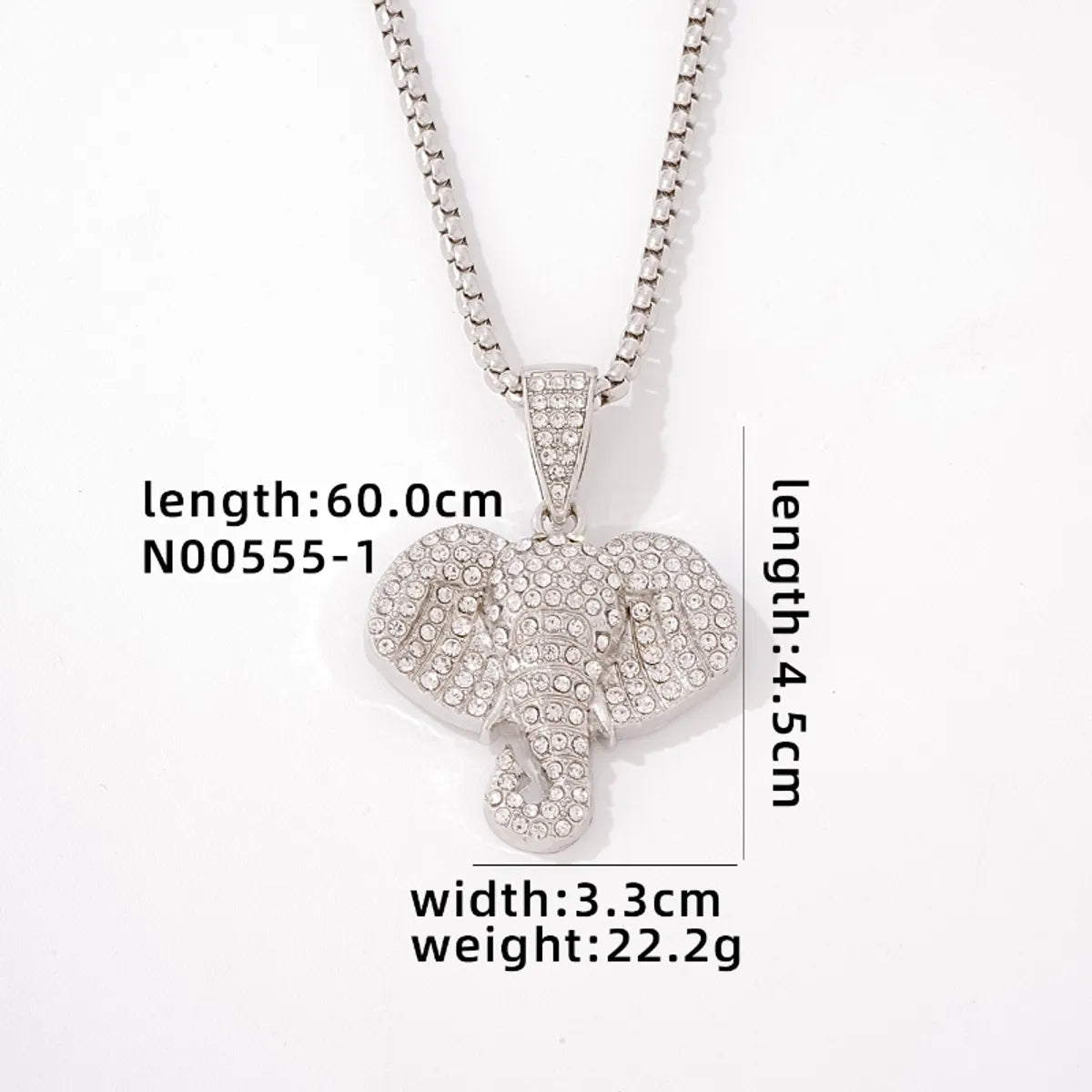 White K White Diamond-Elephant-Stainless Steel 0.3*60 Pearl Chain