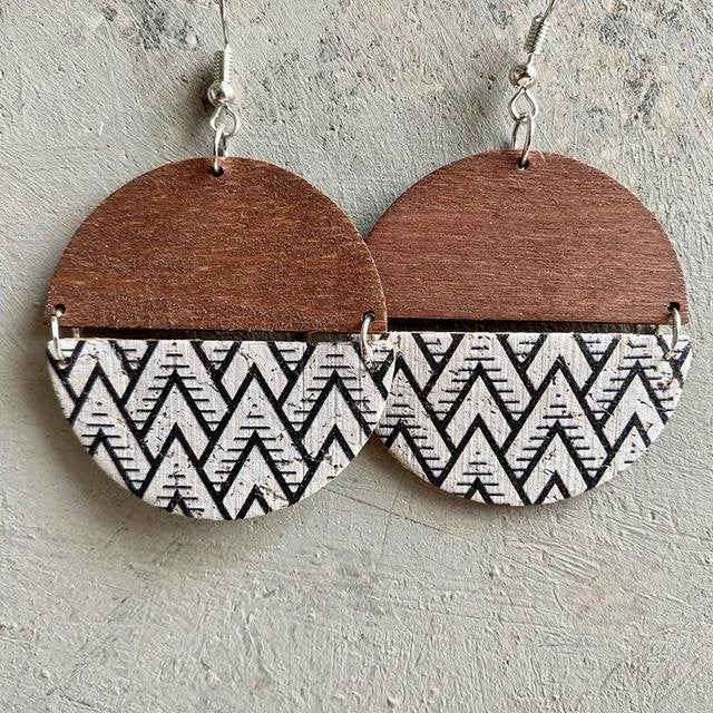 Classic earrings for women -Beautiful Black and White Wood Mountain Earrings