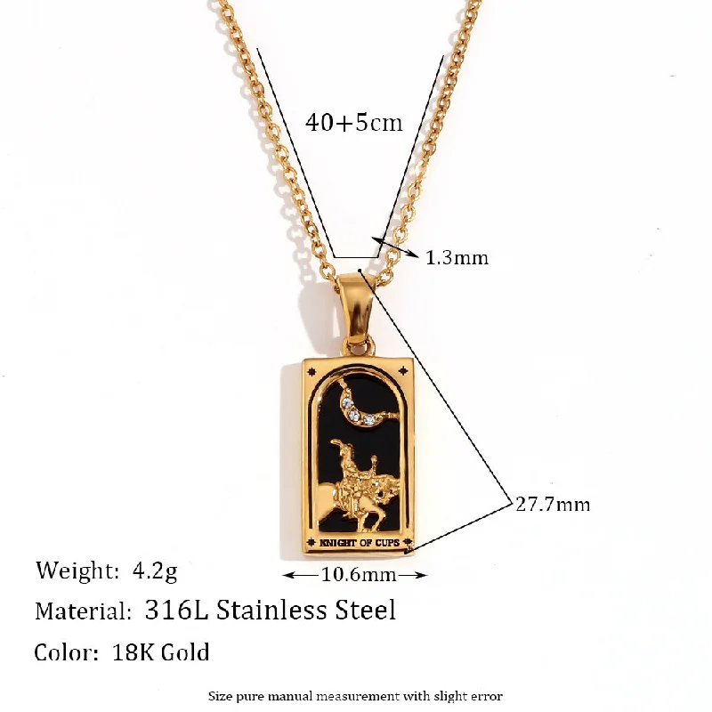 Original New Tarot Necklace-Gold-Holy Cup Knight