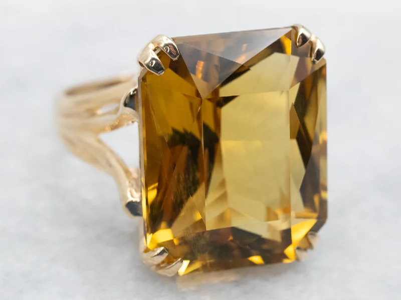 Adjustable rings for women -Citrine Cocktail Split Shank Ring