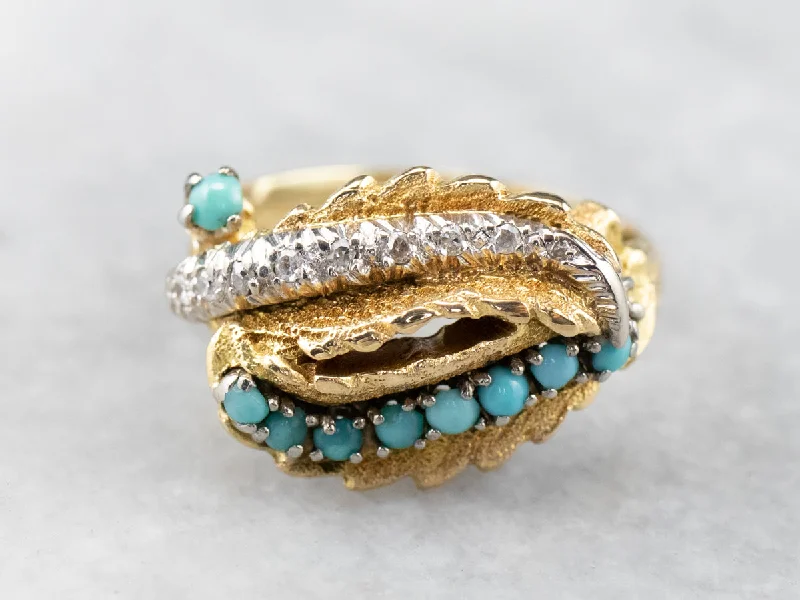 Dainty rings for women -Turquoise and Diamond Statement Ring