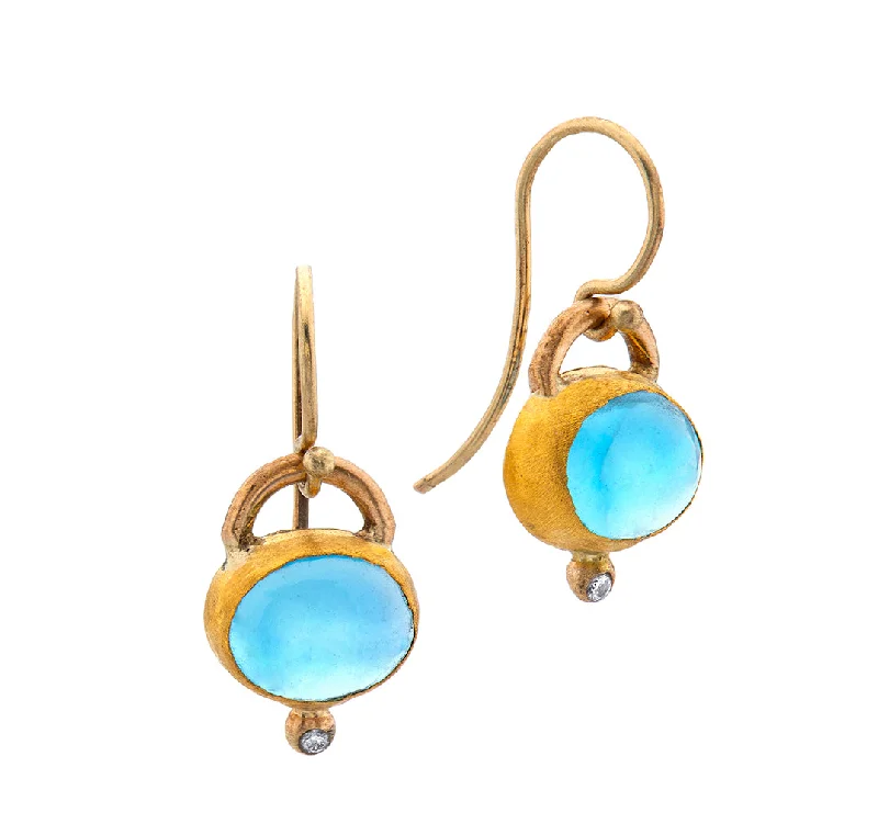 Vintage earrings for women -Nava Zahavi Yellow Gold Blue Topaz and Diamond Earrings