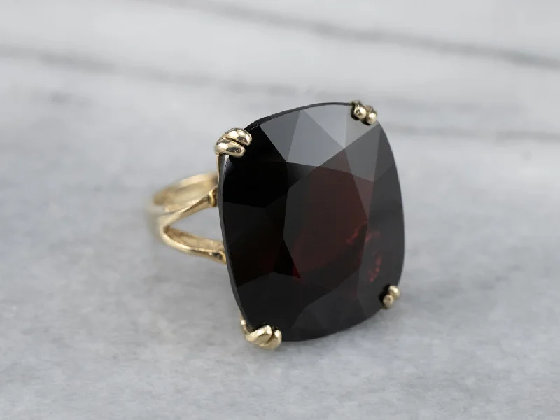 Minimalist rings for women -Vintage Garnet Statement Ring