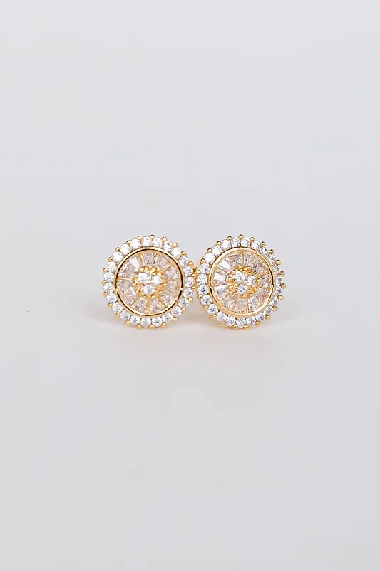 Trendy drop earrings for women -Naomi Gold Rhinestone Stud Earrings