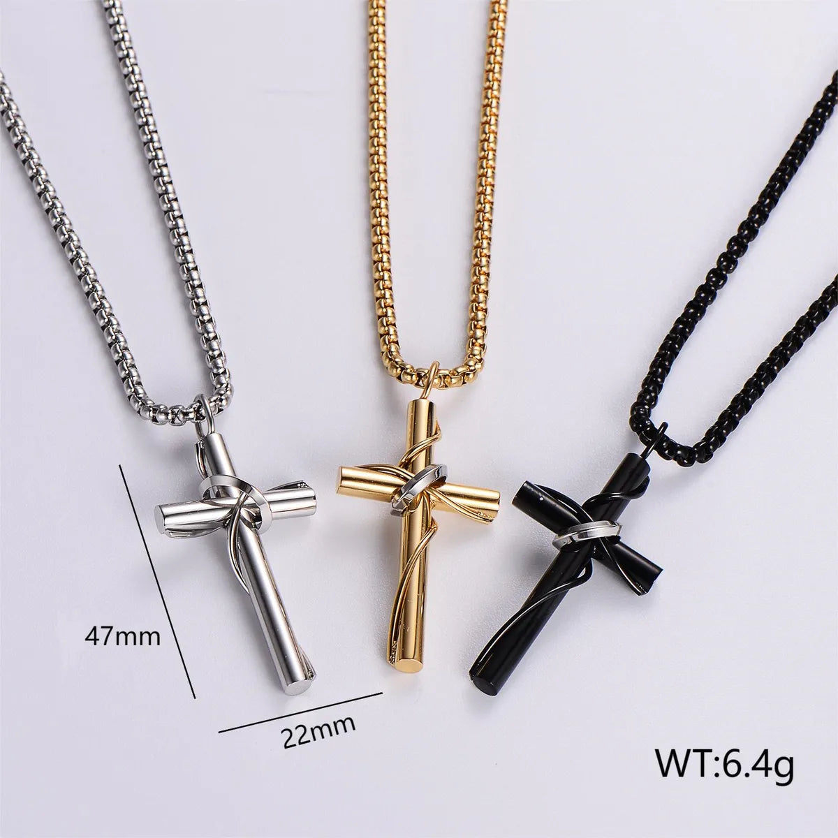 Silver pendant necklaces for women -Streetwear Cross 304 Stainless Steel Unisex