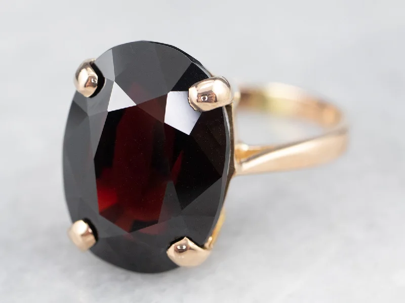 Adjustable silver rings for women -Vintage Garnet Cocktail Ring