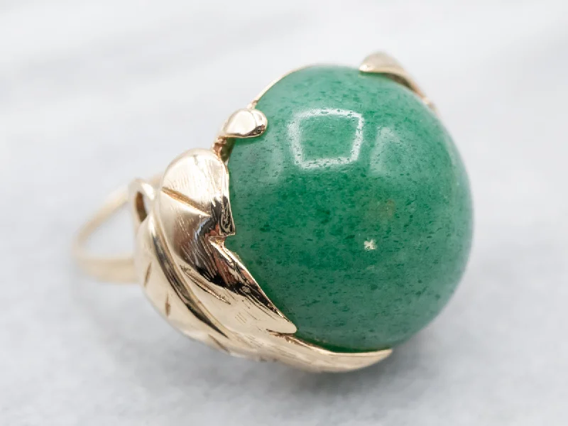 Cocktail rings for women -Botanical Gold Aventurine Ring