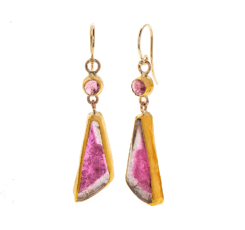 Boho earrings for women -Nava Zahavi Yellow Gold Astonishing Tourmaline Earrings