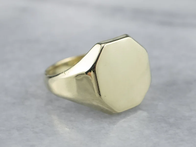 Pearl rings for women -Green Gold Vintage Octagon Signet Ring