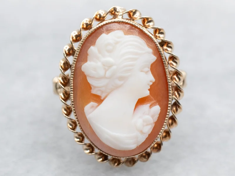 Multi-stone rings for women -Vintage Cameo Cocktail Ring