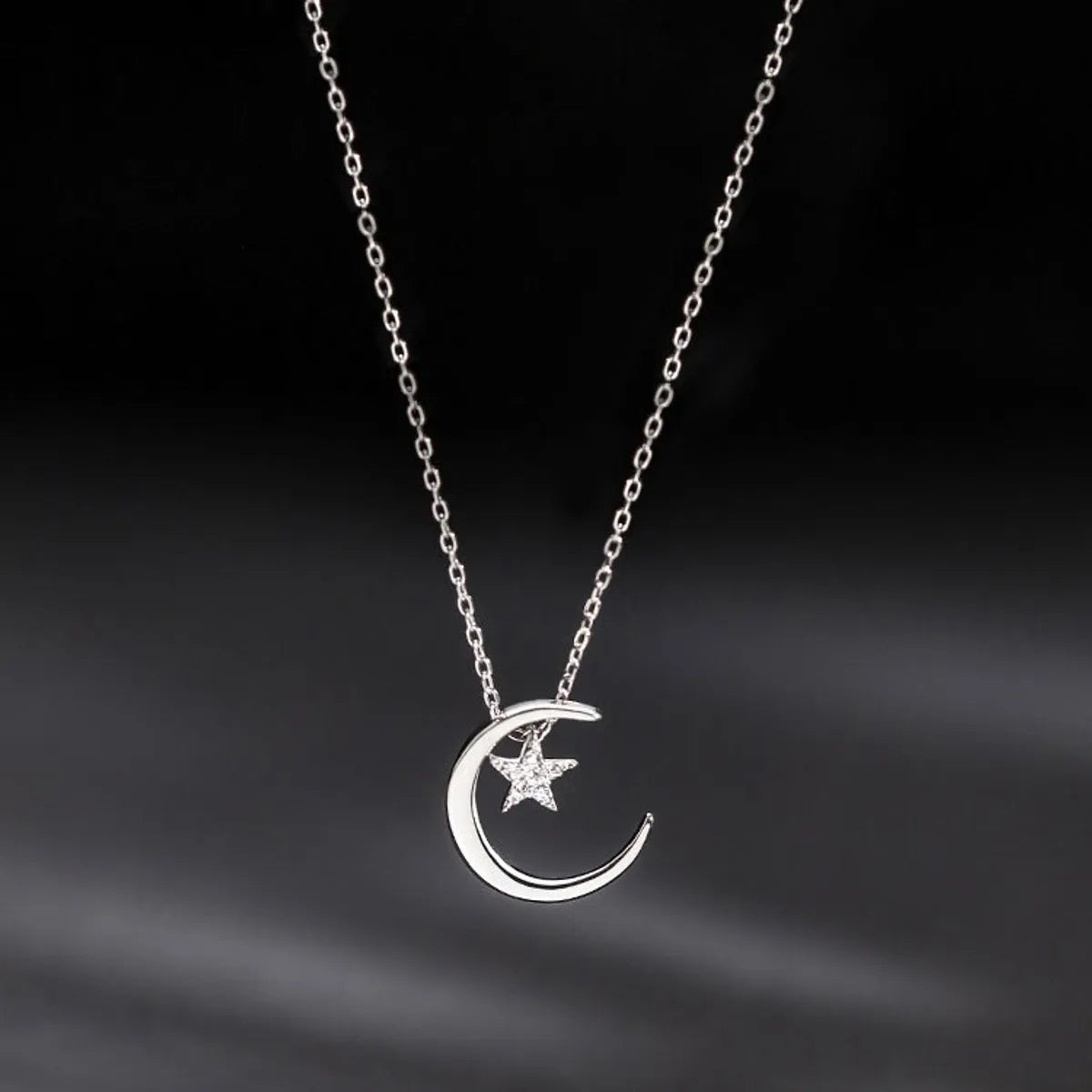 Women’s infinity necklaces -Simple Style Star Sterling Silver Inlay Zircon Pendant Necklace