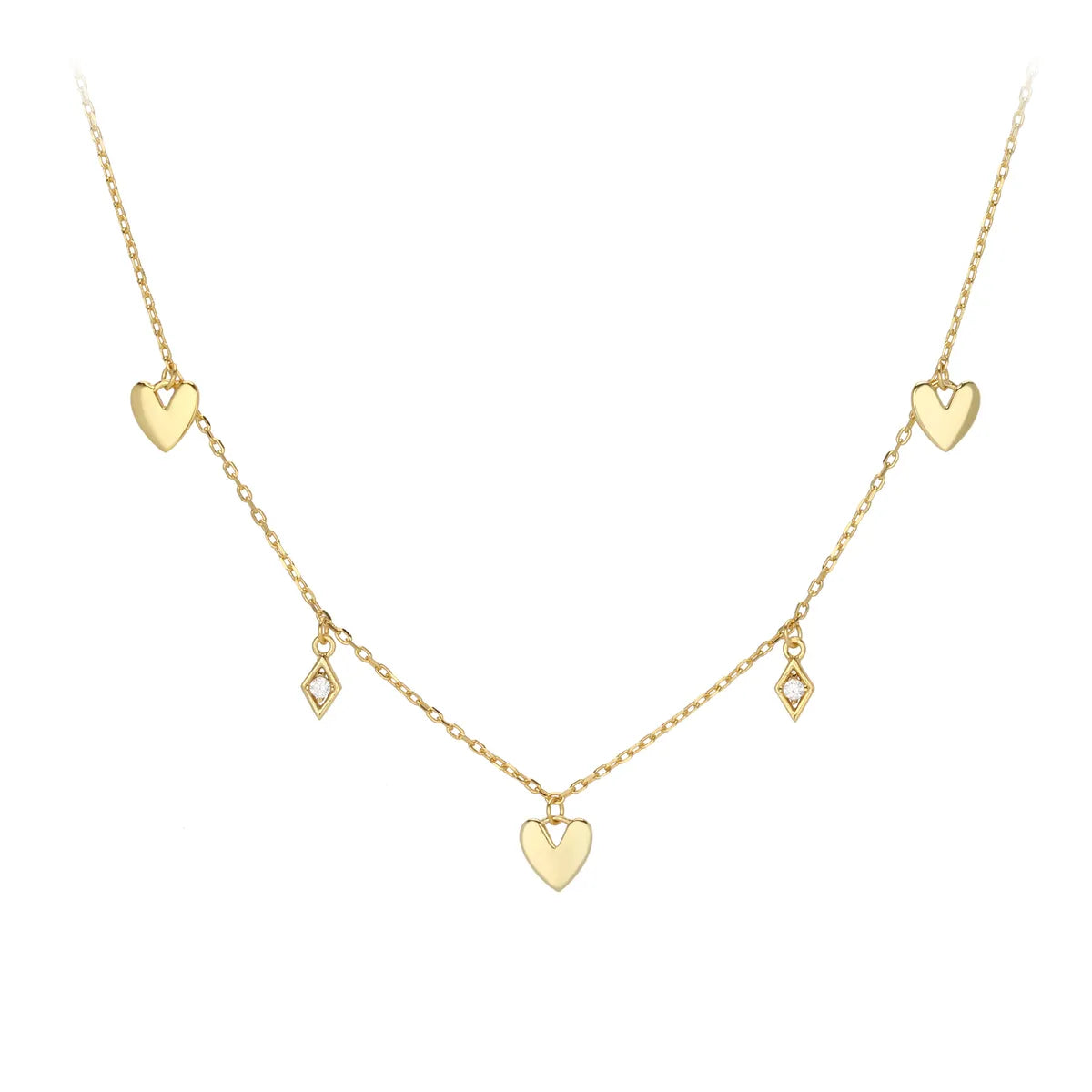 Heart-shaped necklaces for women -Classic Style Commute Heart Shape Rhombus Sterling Silver Plating Gold Plated Necklace