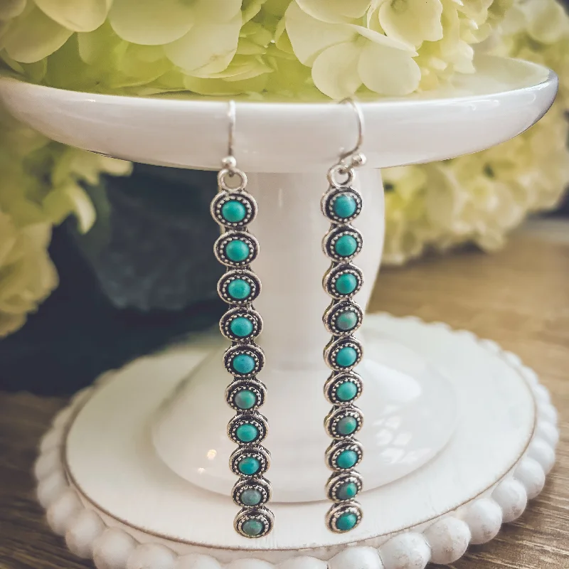 Drop earrings for women -Beautiful Vintage Style Turquoise Earrings