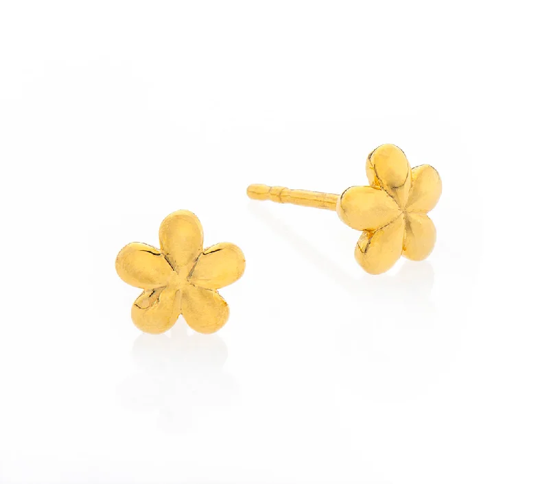 Chain earrings for women -Nava Zahavi Flower Stud 18K Yellow Gold Earrings