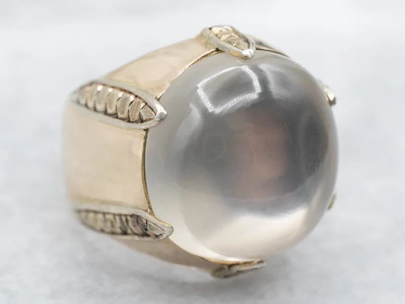 Simple diamond rings for women -Bold Vintage Moonstone Ring