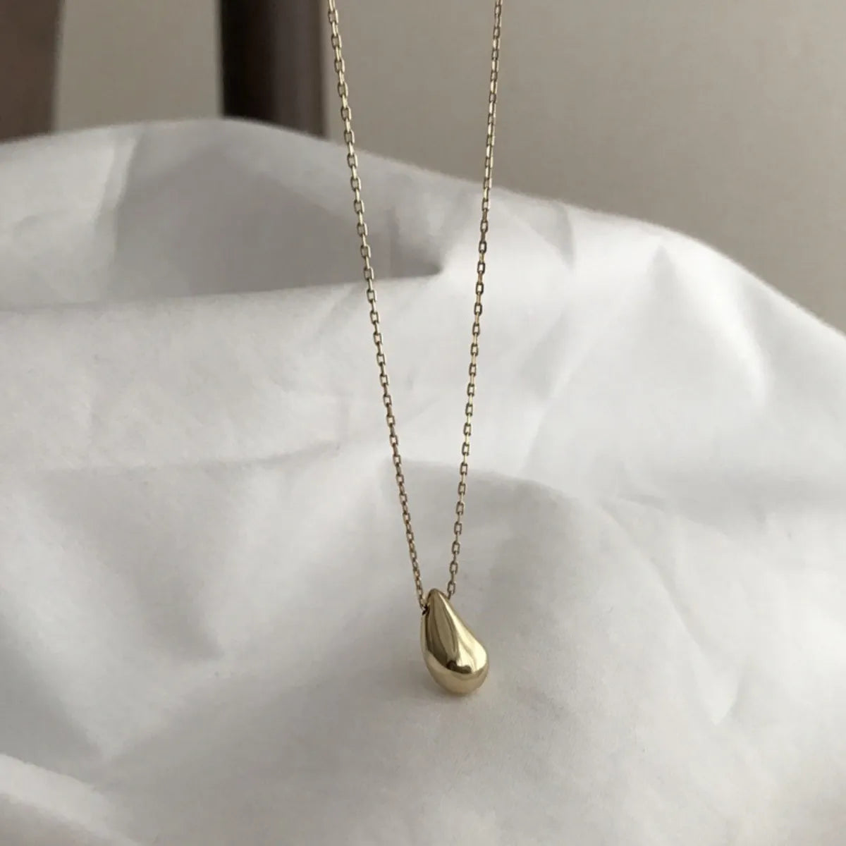 Bohemian gold necklaces for women -1 Piece Simple Style Water Droplets Sterling Silver Plating 18k Gold Plated Pendant Necklace