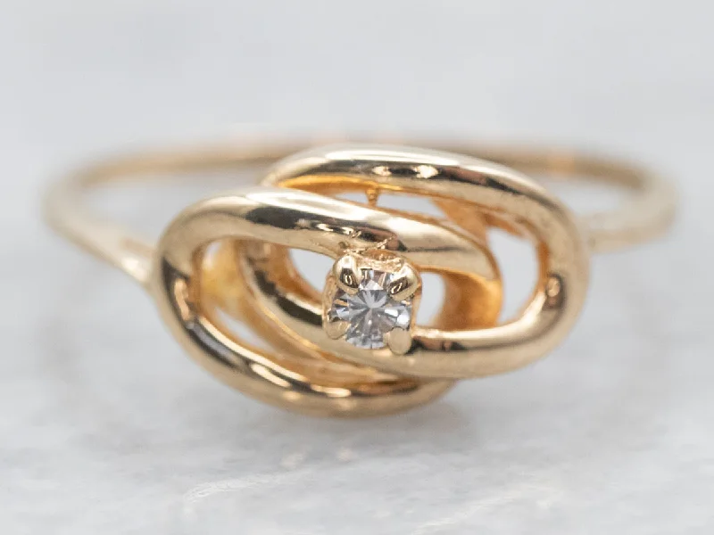 Personalized rings for women -Yellow Gold Knot Ring with Diamond Accent