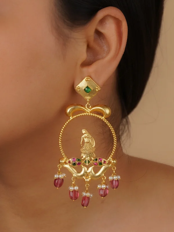 Creative earrings for women -Multicolor Gold Plated Mishr Earrings - MR-E143C