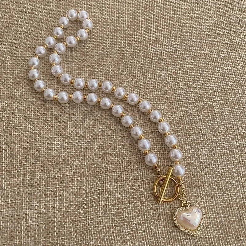 Mermaid Rhinestone Pearl Necklace