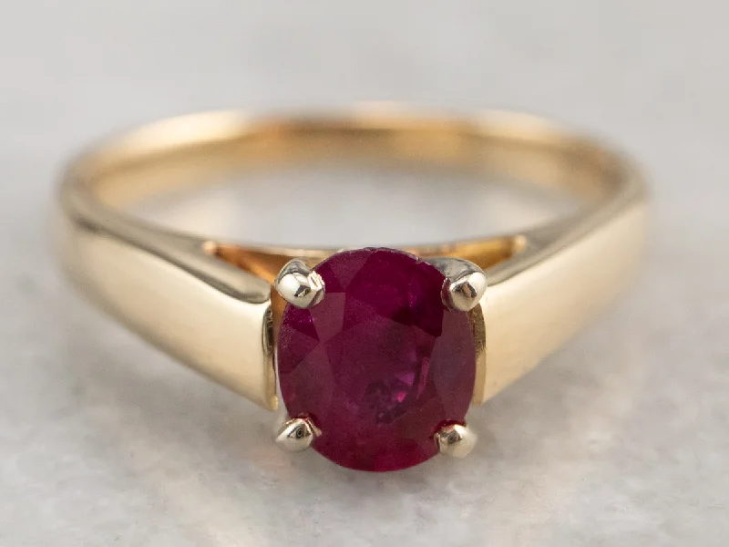 Bohemian-style rings for women -Raspberry Ruby Solitaire Ring