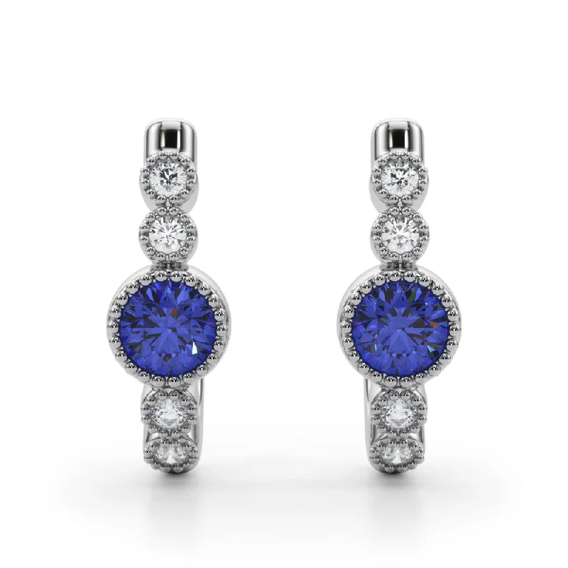 Luxury rings for women -14K Sapphire Diamond Earring