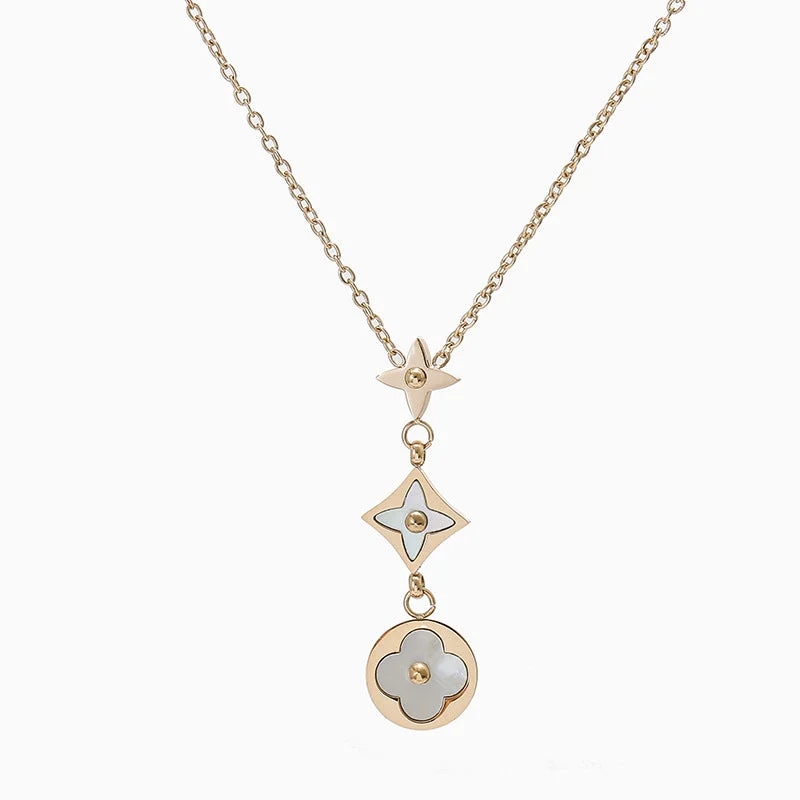 Elegant crystal necklaces for women -Natural Geometric Titanium Steel 18K Gold Plated Necklaces