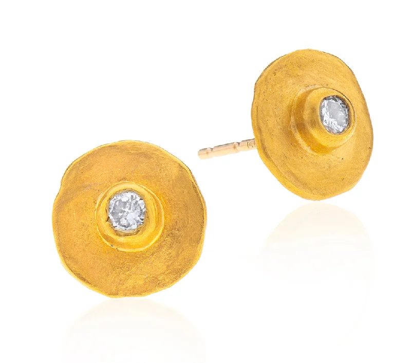 Bohemian earrings for women -Nava Zahavi 24K Yellow Gold and Diamonds Earrings