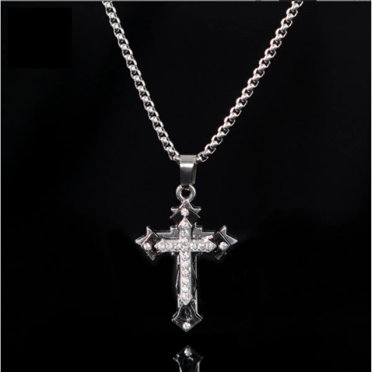 Silver necklaces for women -Retro Vintage Style Cross Stainless Steel Alloy Plating Silver Plated Unisex Pendant Necklace