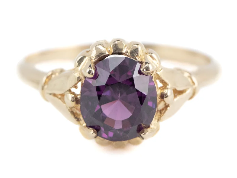 Pearl rings for women -Abigail Purple Sapphire Gold Solitaire Ring