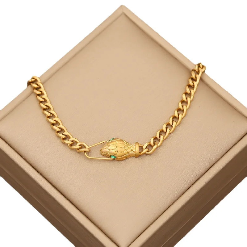 Elegant gold necklaces for women -Fashion Snake Stainless Steel Electroplating Necklaces