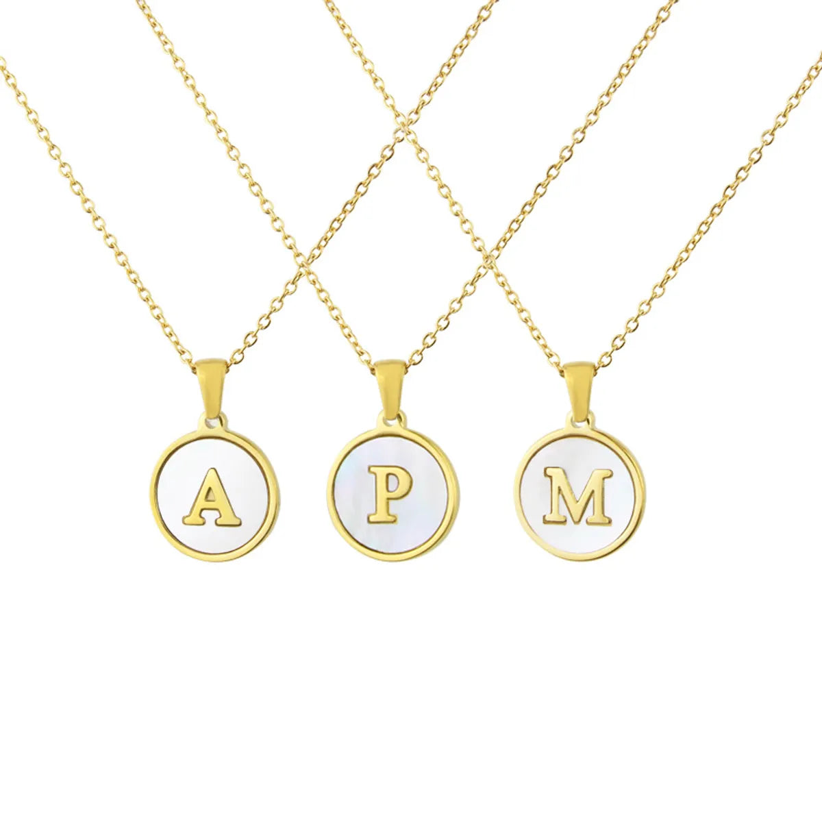 Matching necklace sets for women -Simple Style Letter Titanium Steel Plating Inlaid Shell Necklace