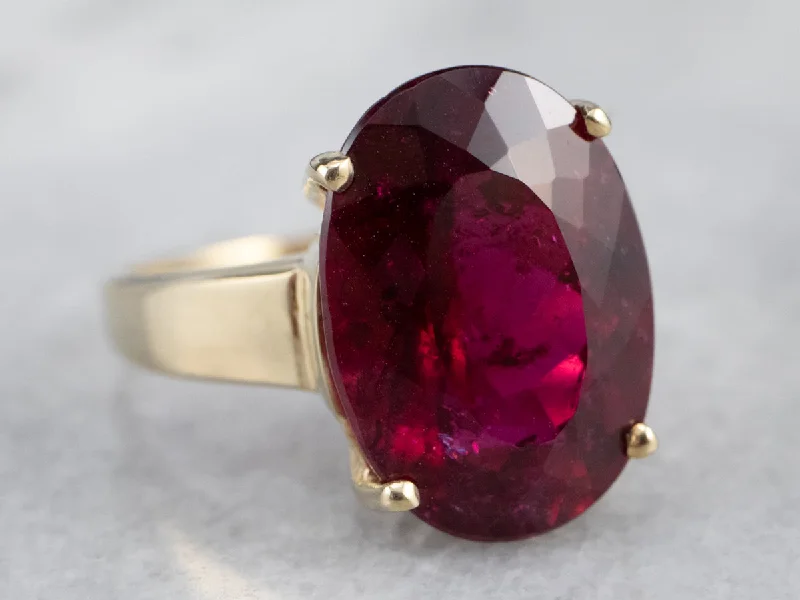 Eternity rings for women -Rubellite Tourmaline Gold Cocktail Ring