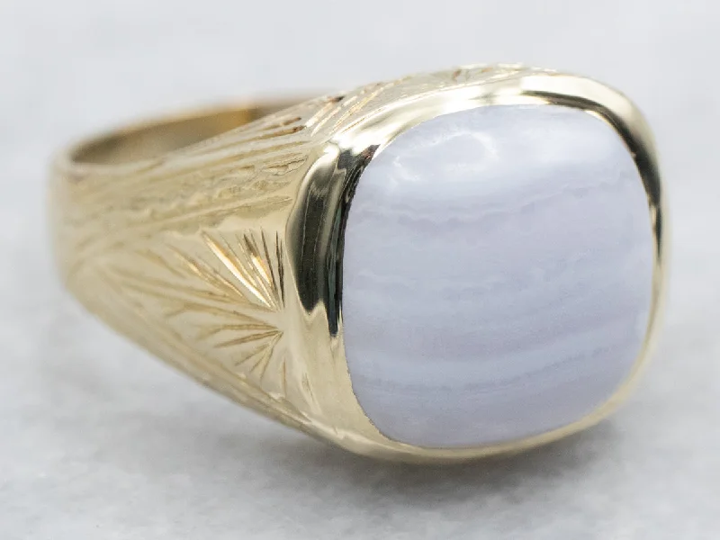 Birthstone rings for women -Blue Lace Agate Ring