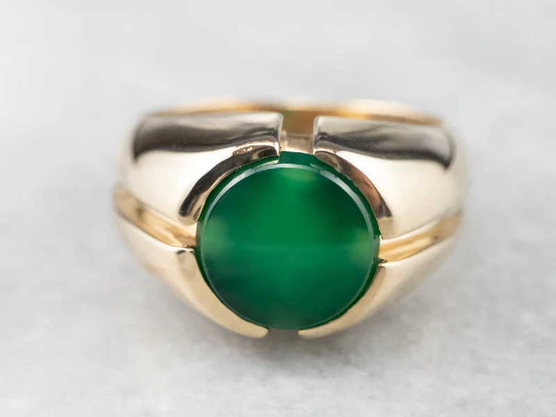 Infinity rings for women -Men's Retro Era Green Onyx Ring