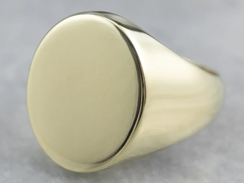 Adjustable silver rings for women -Plain 14K Green Gold Signet Ring