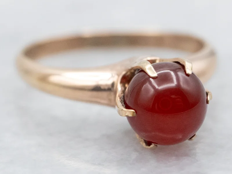 Custom-designed rings for women -Carnelian Ball Solitaire Ring