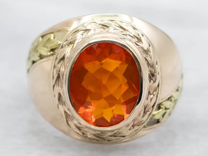 Gemstone rings for women -Fire Opal Solitaire Ring