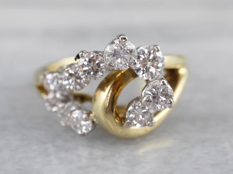 Gold rings for women -Asymmetrical Diamond Gold Cocktail Ring