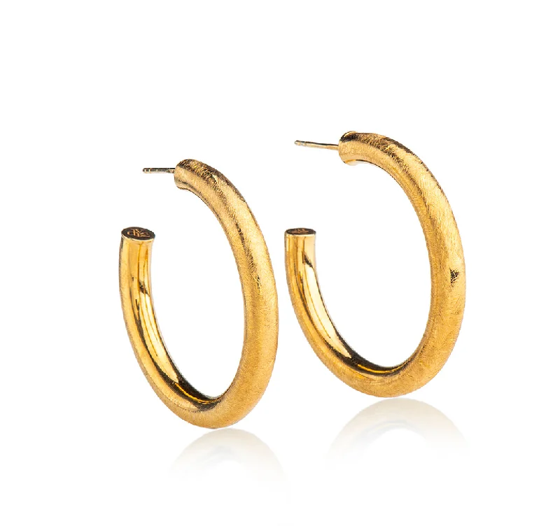 Party earrings for women -Nava Zahavi Gold Plated Large Thin Gypsy Earrings