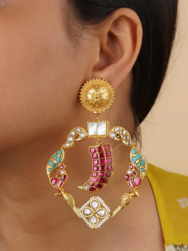 Hoop earrings for women -Multicolor Gold Plated Earrings - TR-EAR75FP