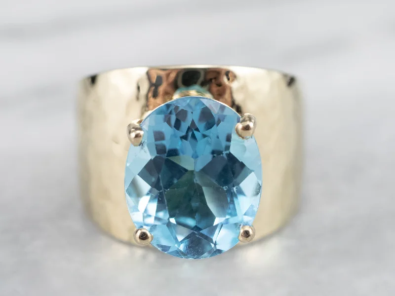 Custom diamond rings for women -Blue Topaz and Gold Statement Ring