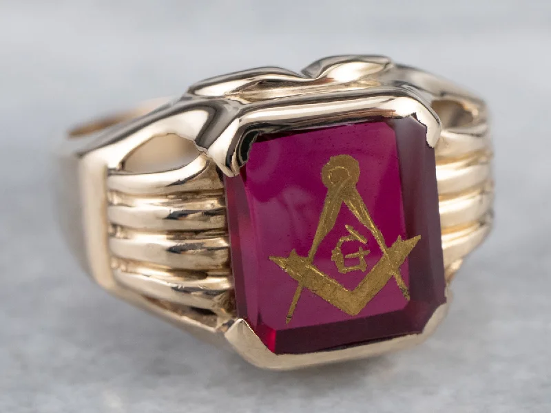 Classic rings for women -Vintage Masonic Statement Ring