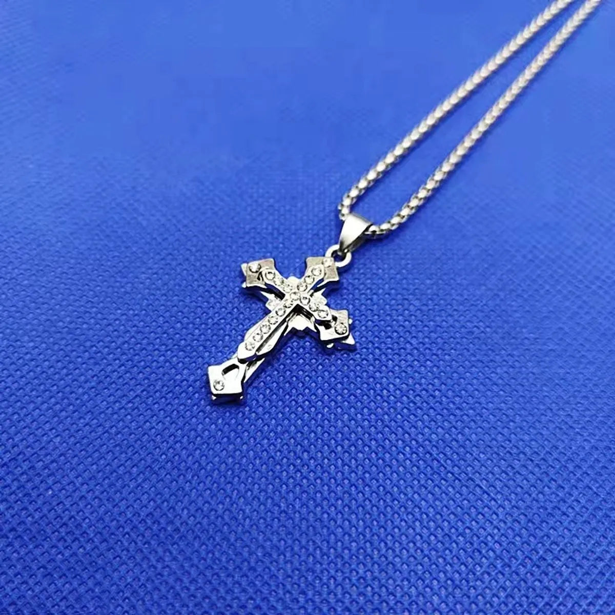 Three-Layer Spot Drill Cross Necklace